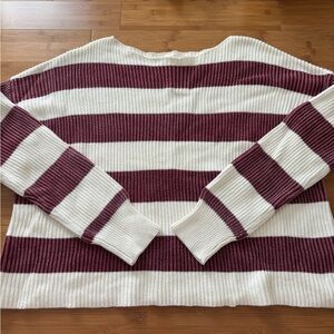 By Together Wine/Cream Striped Sweater